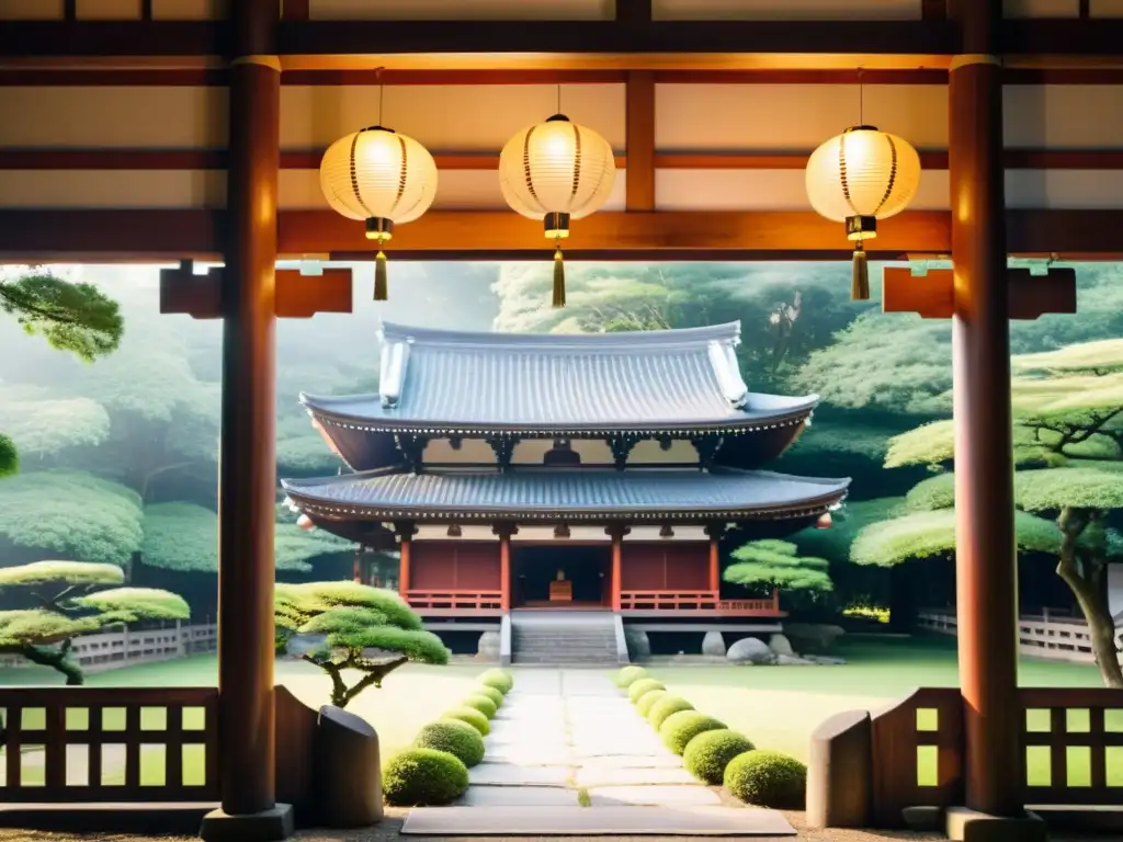 Un templo japonés antiguo entre vegetación exuberante