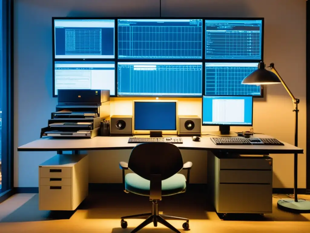 Estación de trabajo de AutoCAD en un estudio arquitectónico de los 80 Estación de trabajo vintage con AutoCAD y arquitectos trabajando en un estudio de los 80