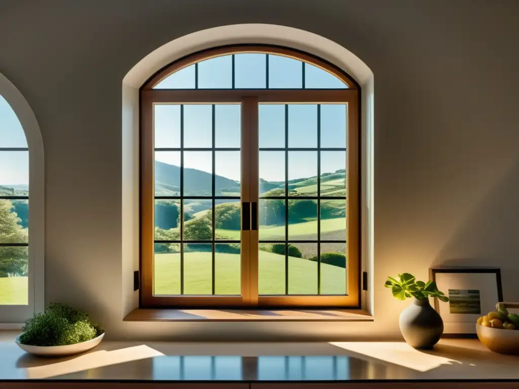 Ventanas inteligentes que controlan la transparencia y la luz, con tecnología integrada en una habitación moderna y elegante