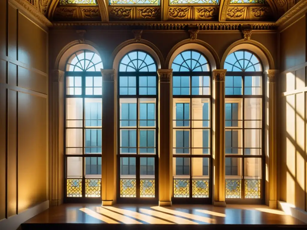 Ventanas vintage maximizando luz natural en arquitectura histórica