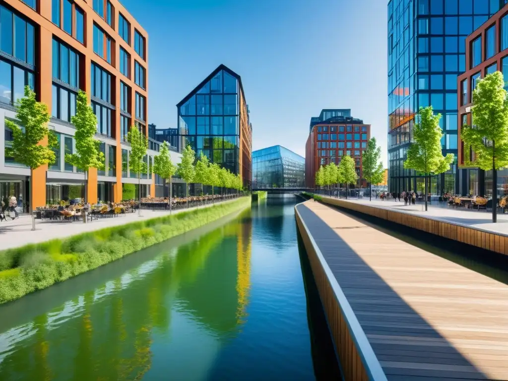 Vibrante renovación urbana sostenible en HafenCity: modernos edificios energéticamente eficientes, espacios verdes y promoción de la sostenibilidad