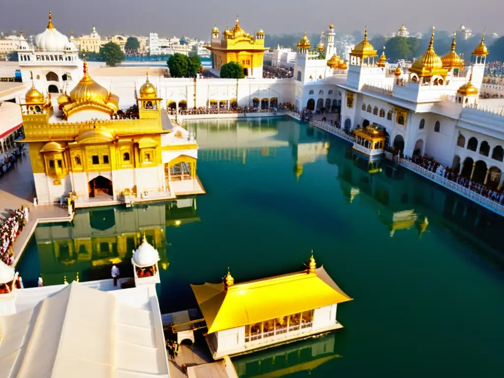 Una vista aérea impresionante del complejo del Templo Dorado en Amritsar, India