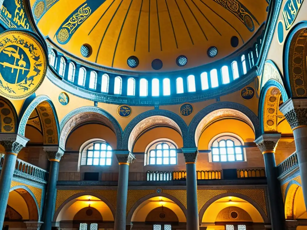 Vista impresionante de la arquitectura bizantina de la Hagia Sophia al atardecer en Estambul, Turquía