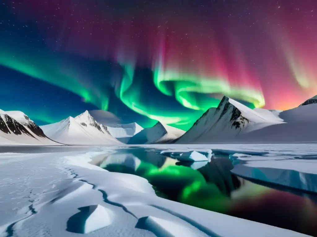 Vista impresionante de Svalbard, con paisajes nevados y auroras boreales, reflejando la sostenibilidad en clima frío Svalbard