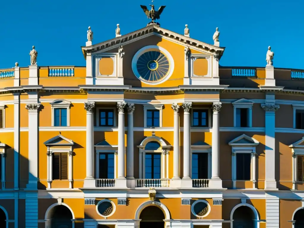 Vista impresionante de la Villa Farnesina en Roma, resaltando los principios arquitectónicos del Alto Renacimiento